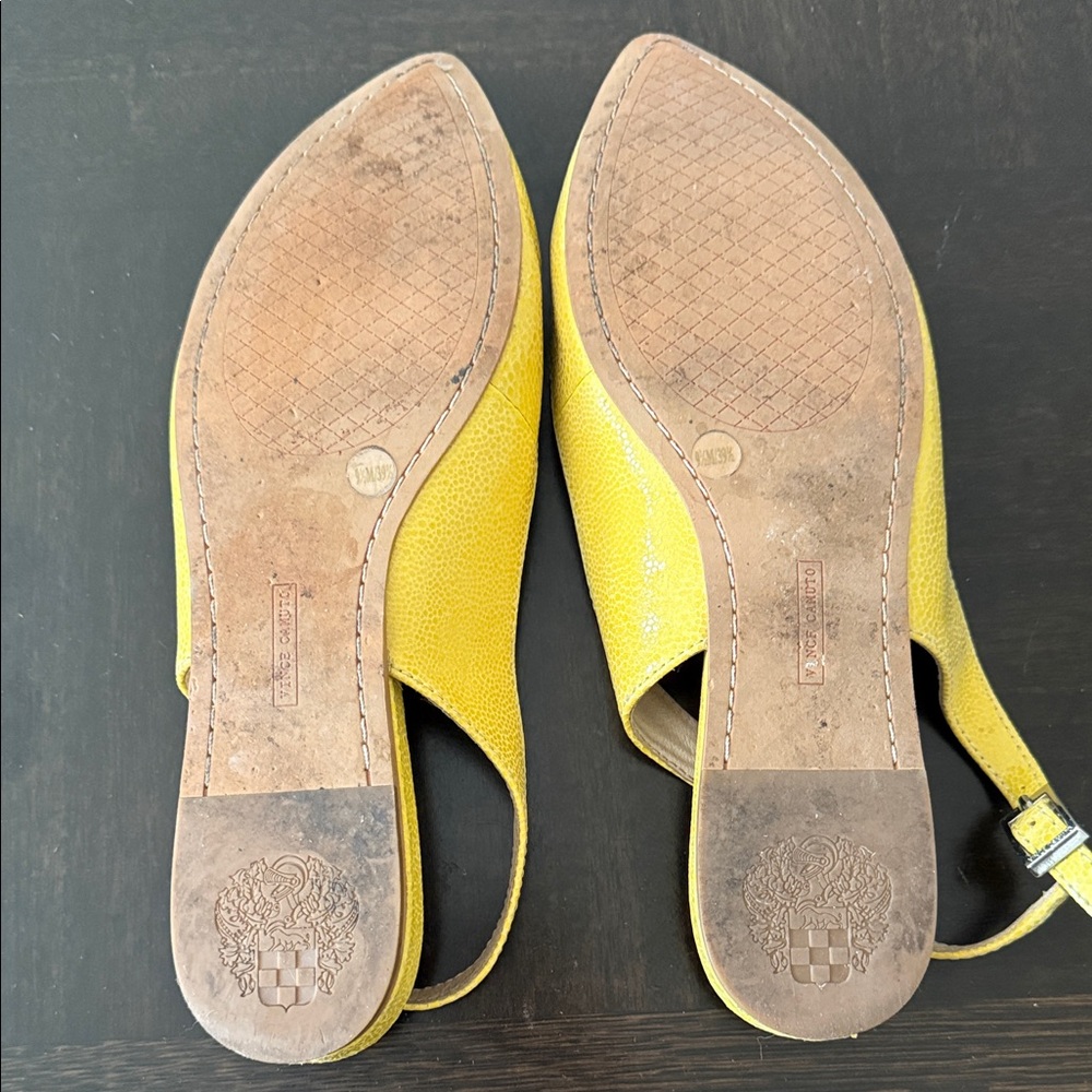 Vince Camuto Yellow Leather Slingback Flats - Picture 3 of 5